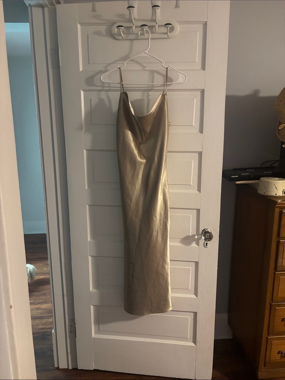 Birdie Grey Simple Gold Metallic Slip Dress